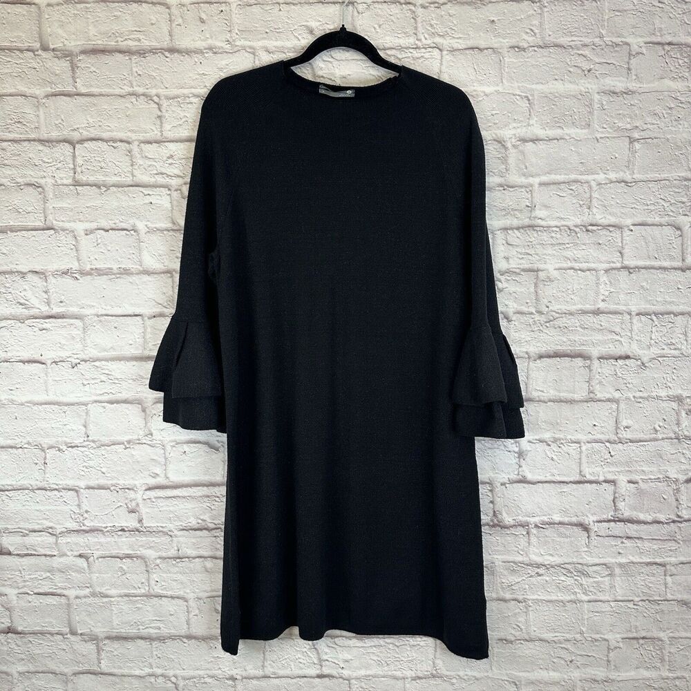 Anthropologie Claudette Women’s XL Dress Sweater Metallic Ruffle Bell Sleeve